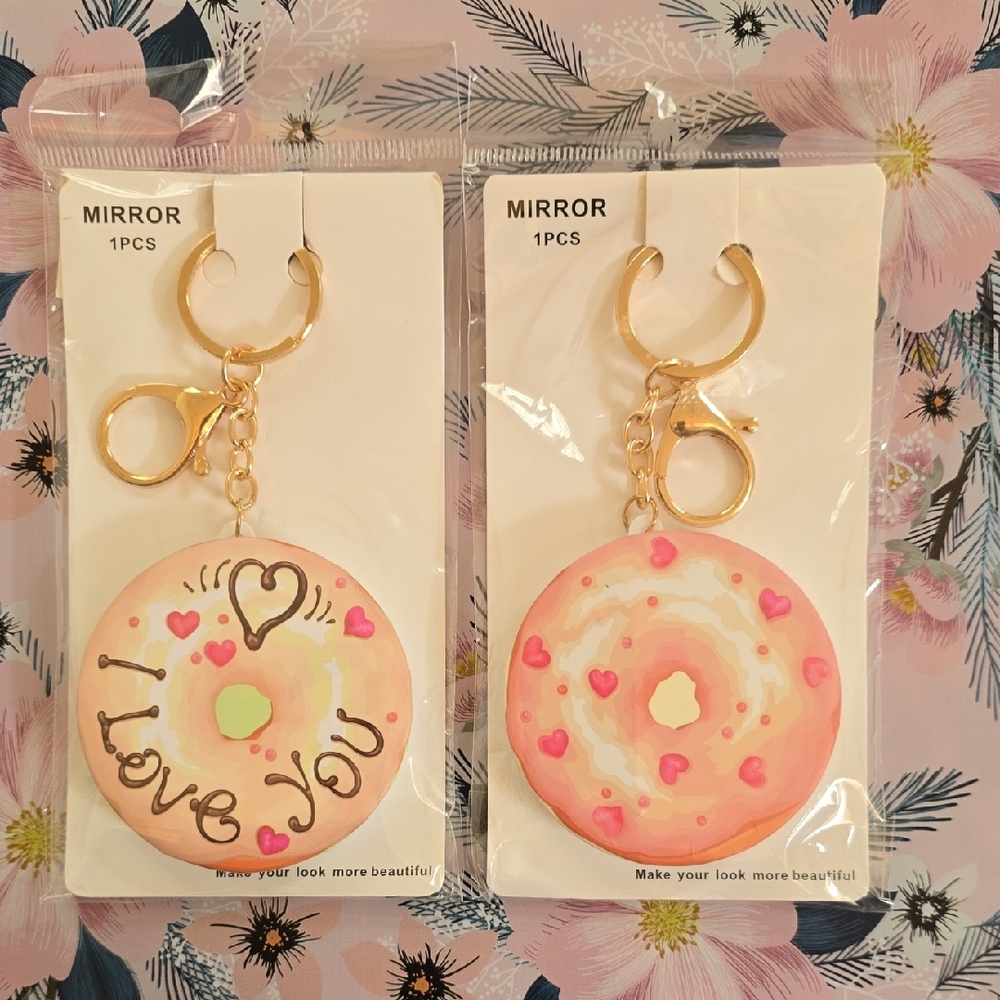 Set Of 2 Cute Keychain Mirrors